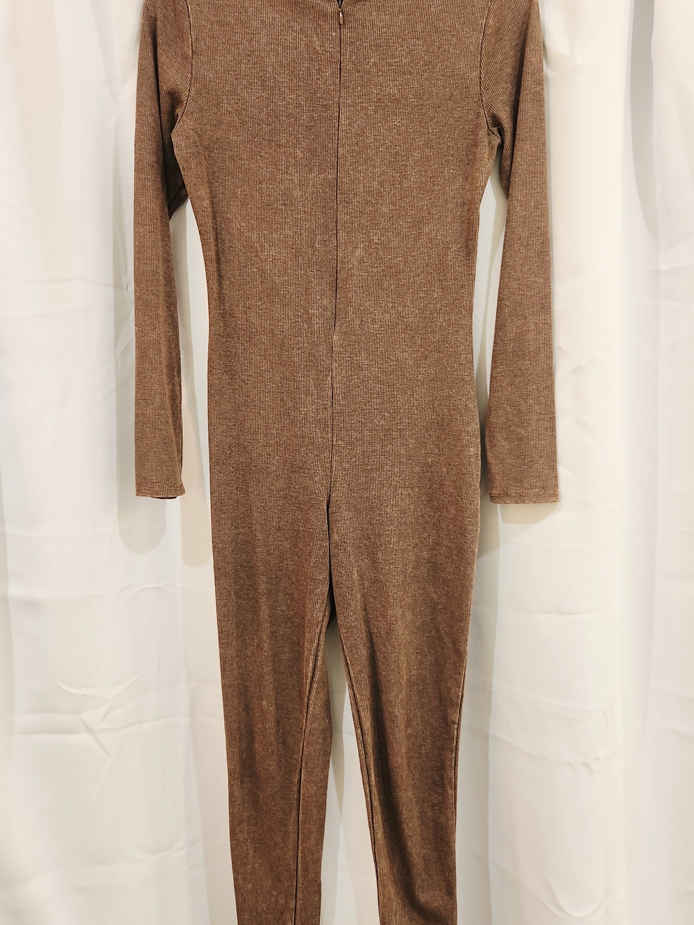 Fashion Nova Brown Long-Sleeve Jumpsuit